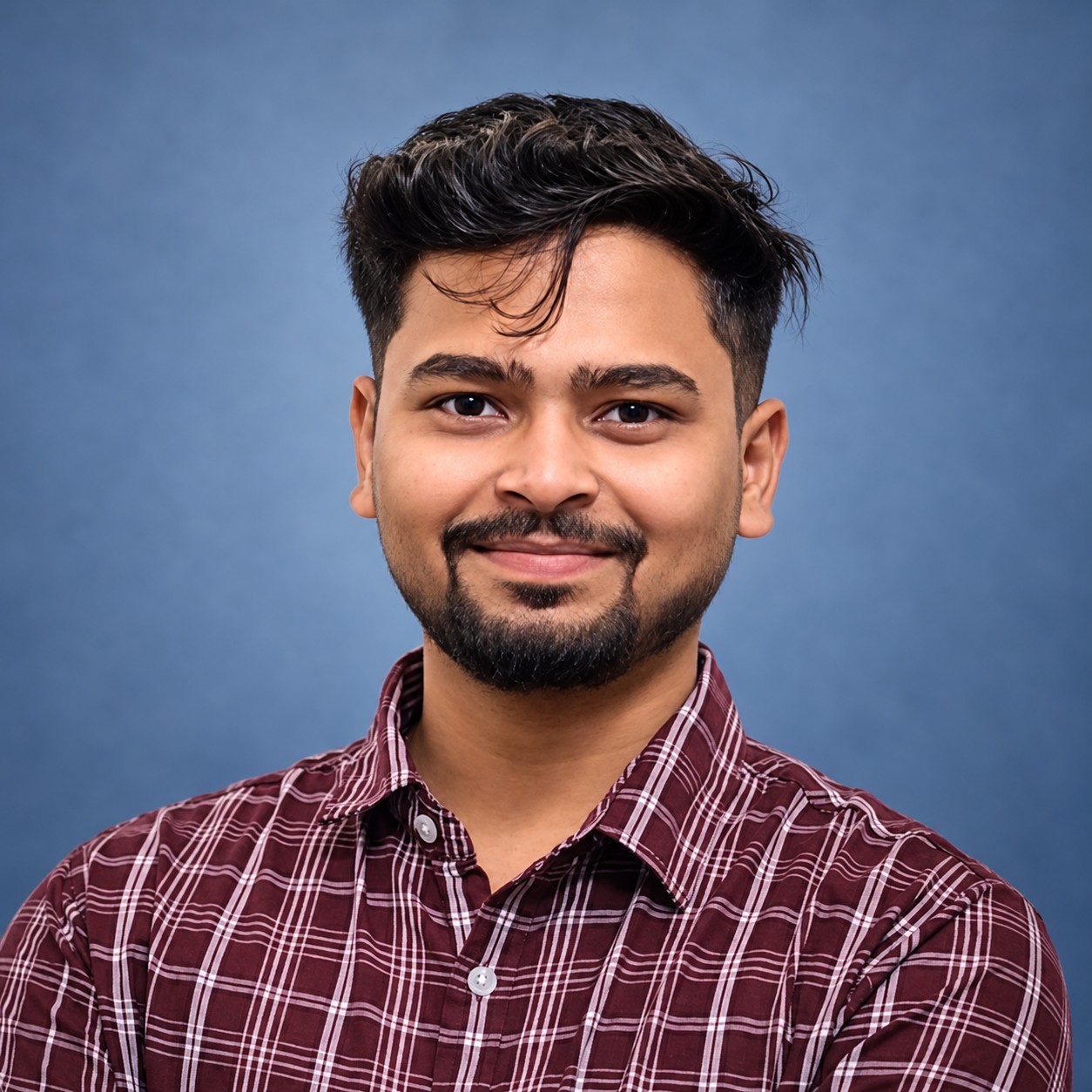 Exampay faculty member in a checked shirt